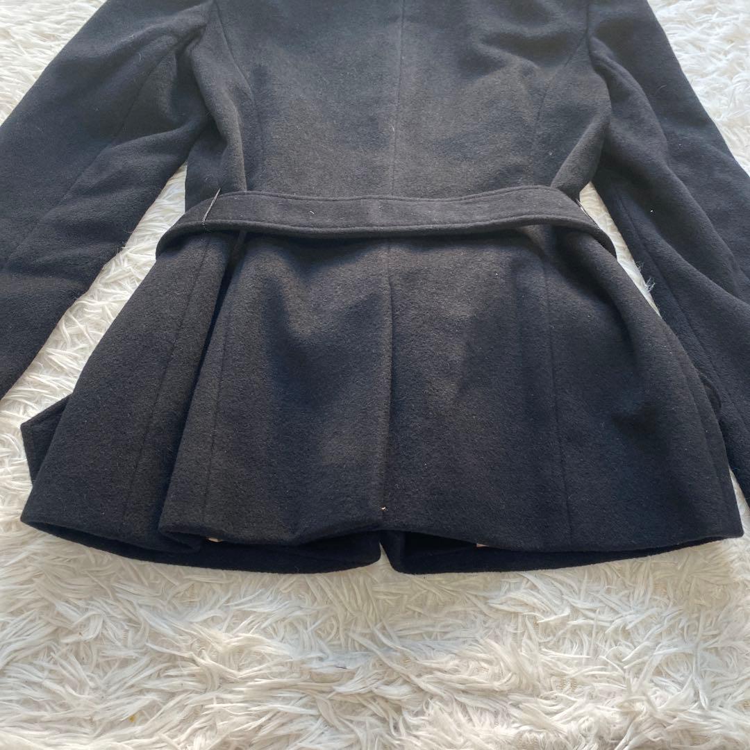 美品　バーバリーロンドン　コート　ベルト　ブラック　ノバチェック　アンゴラ65%