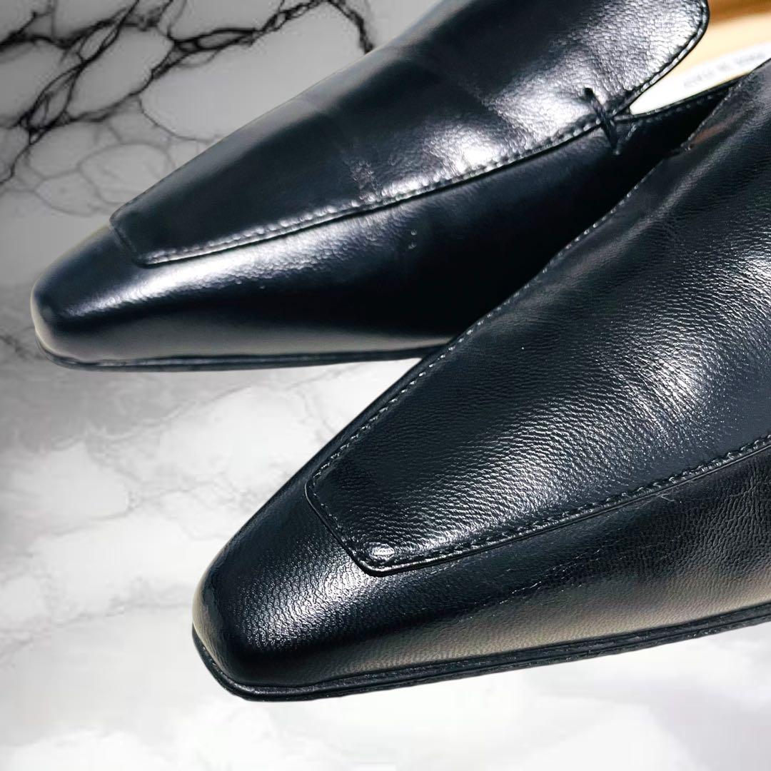 【ネブローニ】美品ゴートレザー ポインテッドトゥ フラットシューズ 黒 38