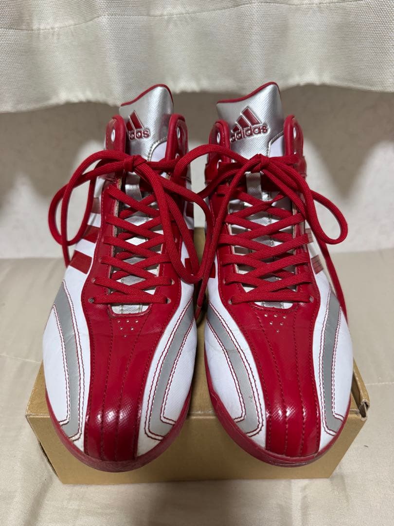 【美品】アディダス 野球 樹脂底 ポイントスパイク ミッドカット