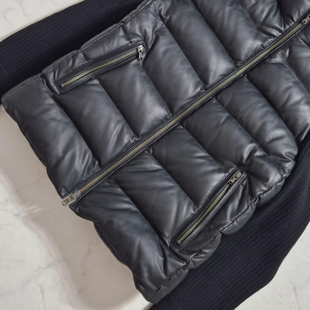 【美品】ハイストリート 羊革 ダウンジャケット ブラック M