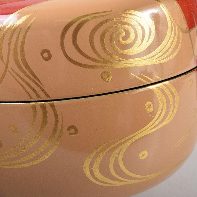 茶道具　山中塗　早見征一作　白漆　花筏蒔絵　平棗　共箱　V　8211