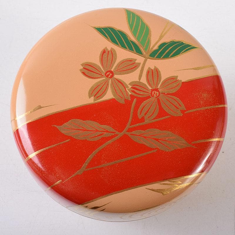 茶道具　山中塗　早見征一作　白漆　花筏蒔絵　平棗　共箱　V　8211