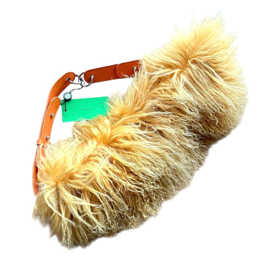 KENZO ファー付きベルト オレンジ 新品未使用 タグ付き