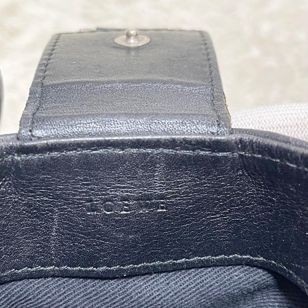 【商談中LOEWE ショルダーバッグ　ポシェット　レザー　黒　リピートアナグラム