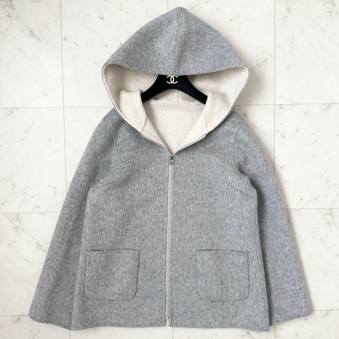 極美品❤️近年モデル　レリアン　キャラオクルス　バイカラー　ウールコート　グレー