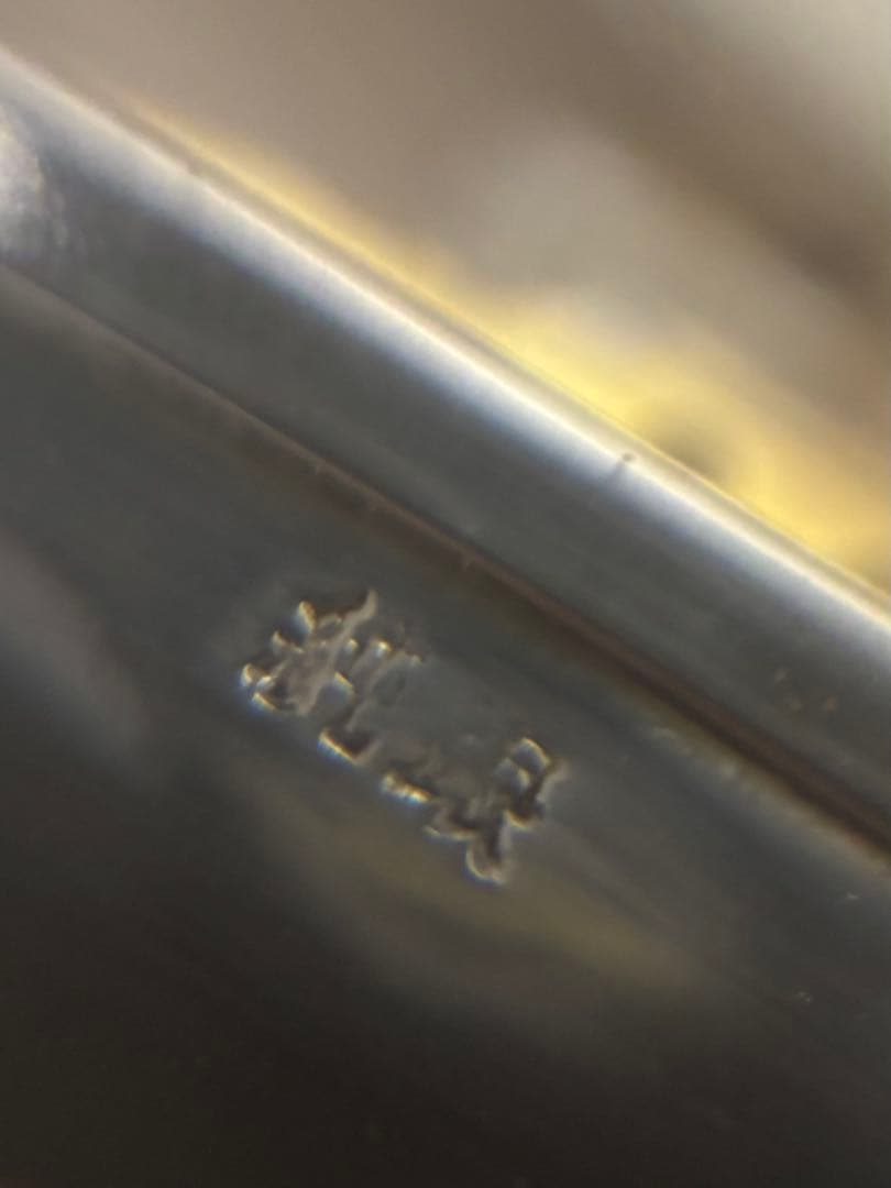 純銀刻印　帆船置物　船長さ21cm 大きめ　ガラスケース付き　レトロ