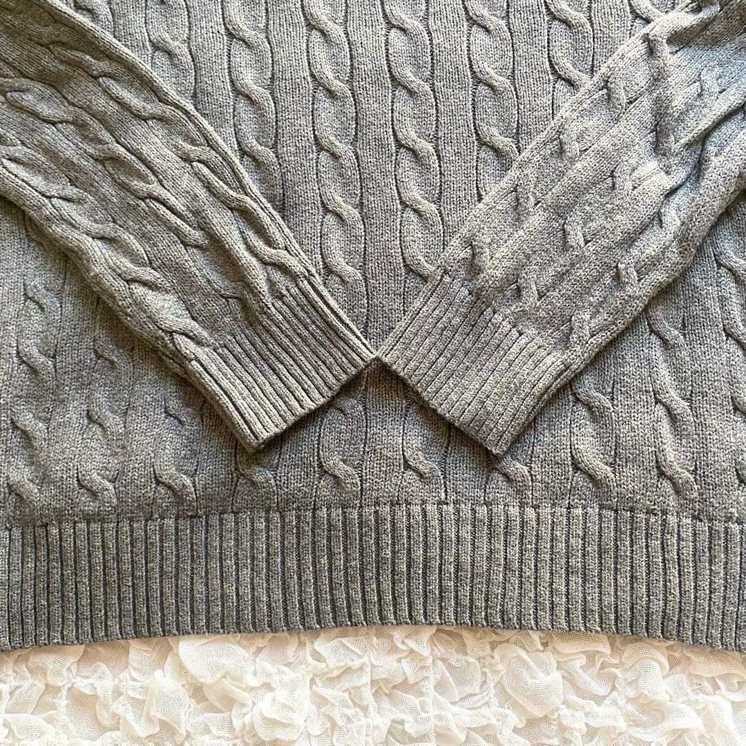 POLO RALPH LAUREN ケーブルニット グレー ロゴ刺繍 綿100％