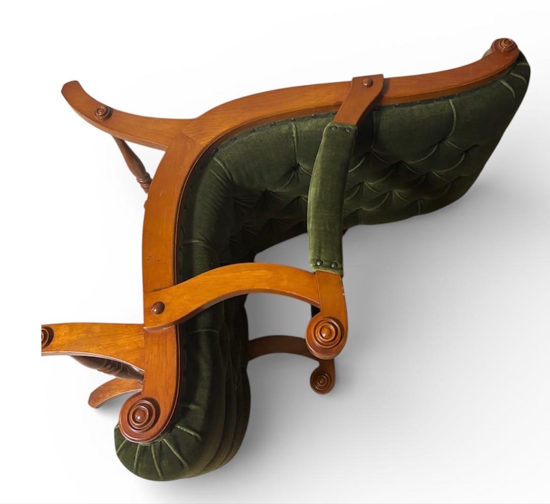 横浜ダニエル アームチェア ヴィンテージ グリーン 木製 1人掛け