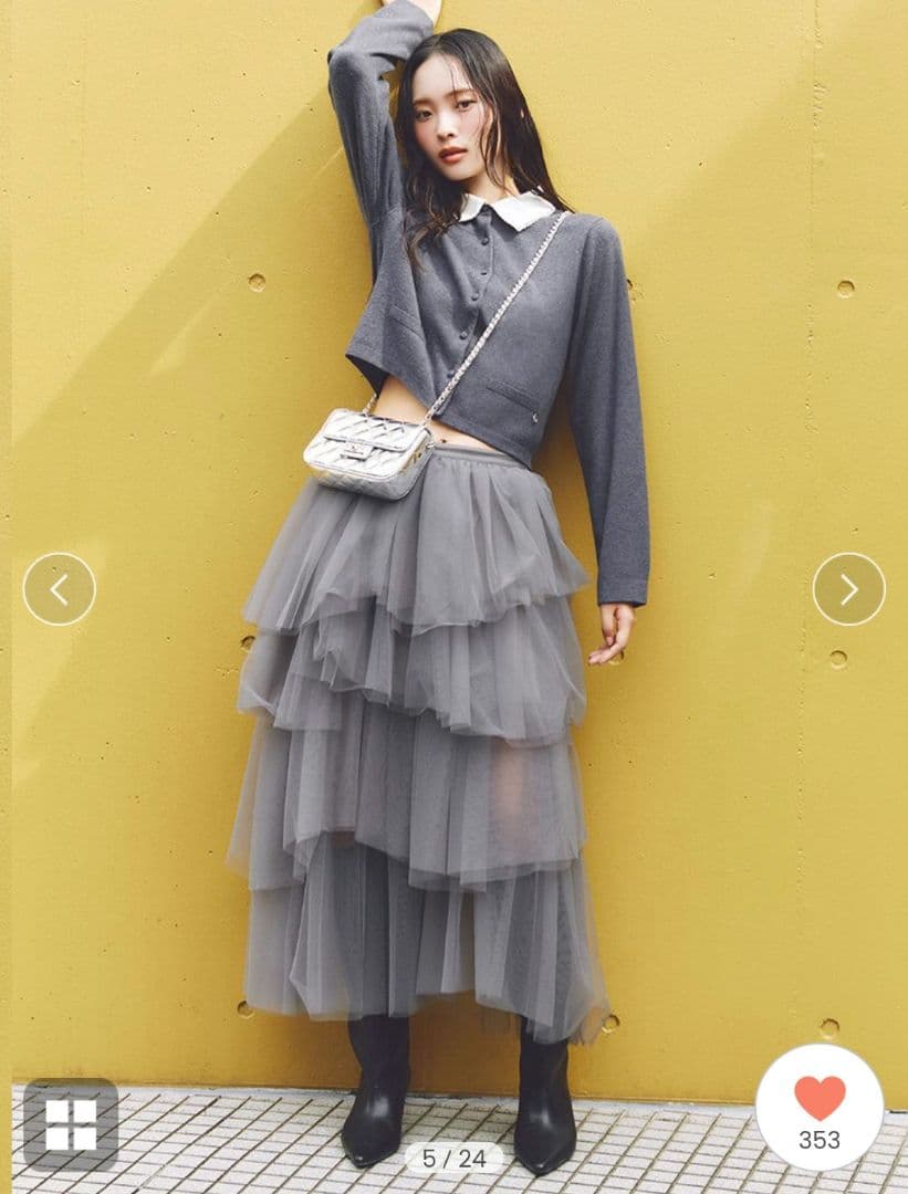 新品タグ付　パールトリムカラーアタッチドカーディガン　灰色　FRAY I.D