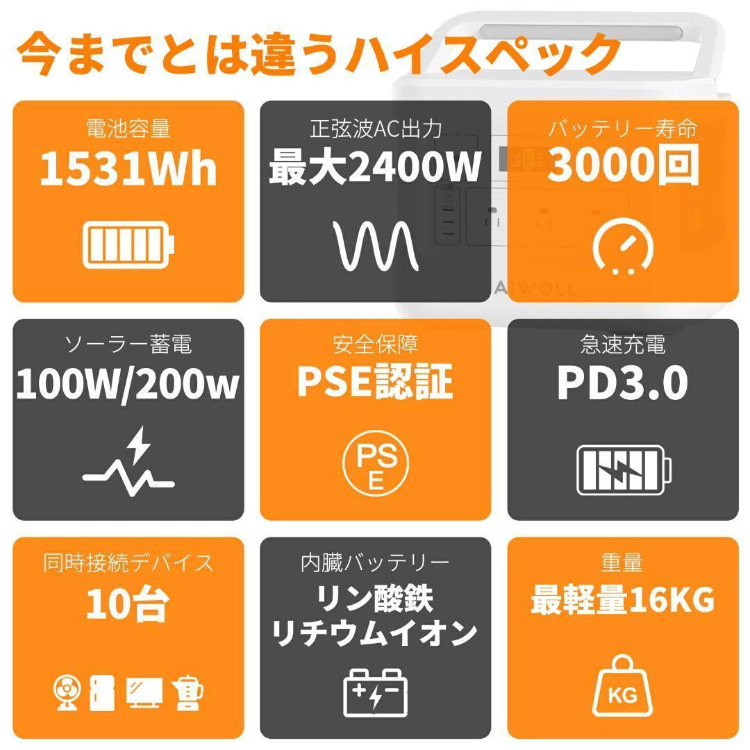 AIWOLL ポータブル電源 1531Wh