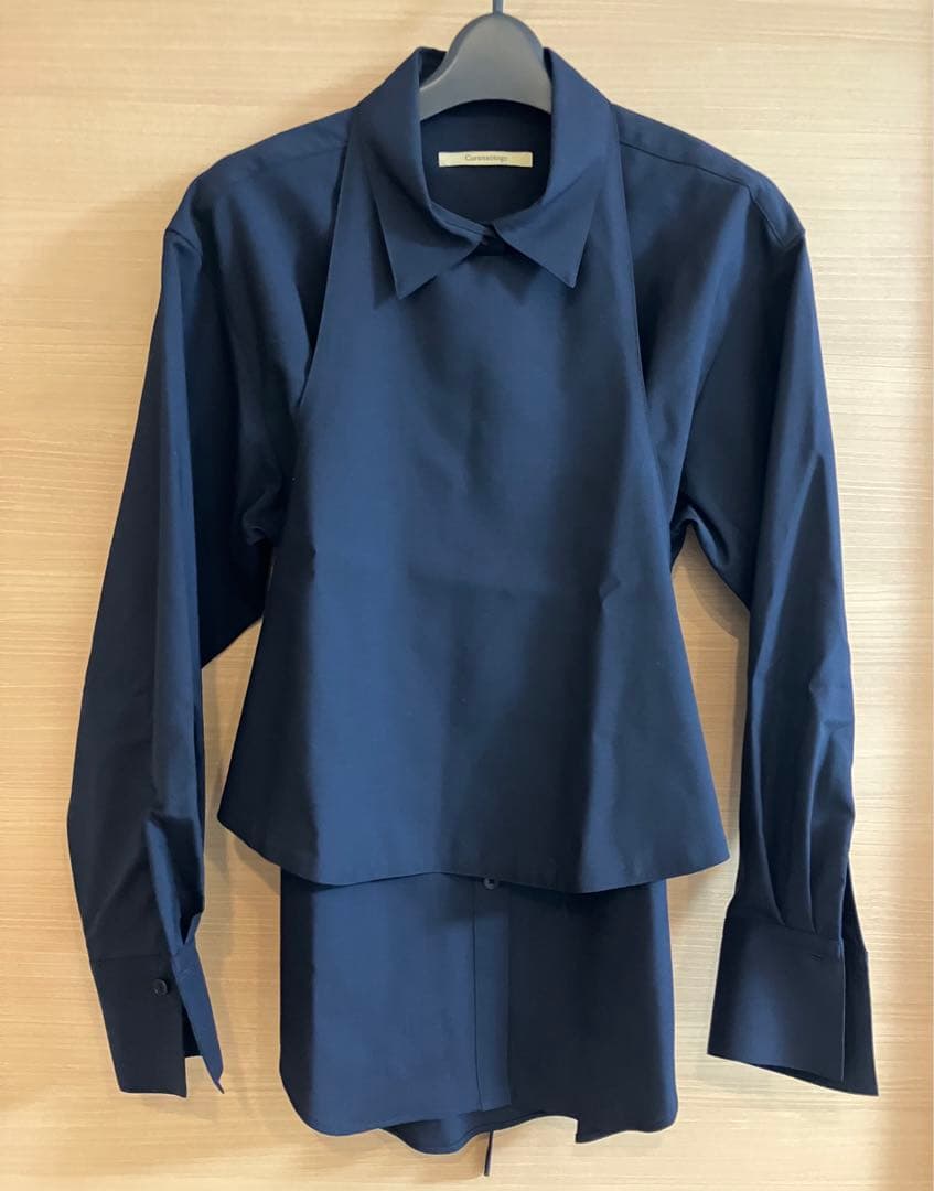 未使用 Curensology カレンソロジー カマーベストシャツ ウール 紺