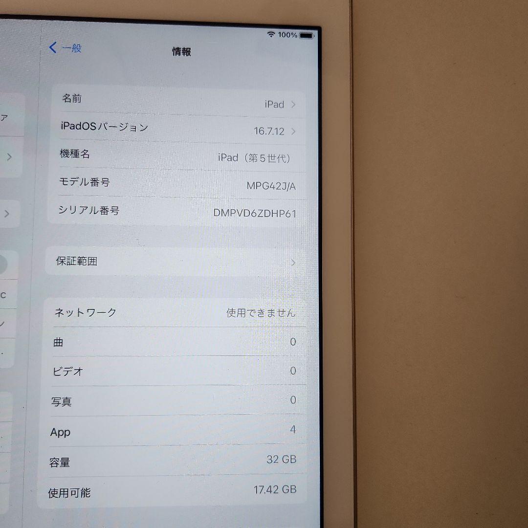 iPad 第5世代 A1823 32GB ゴールド 本体