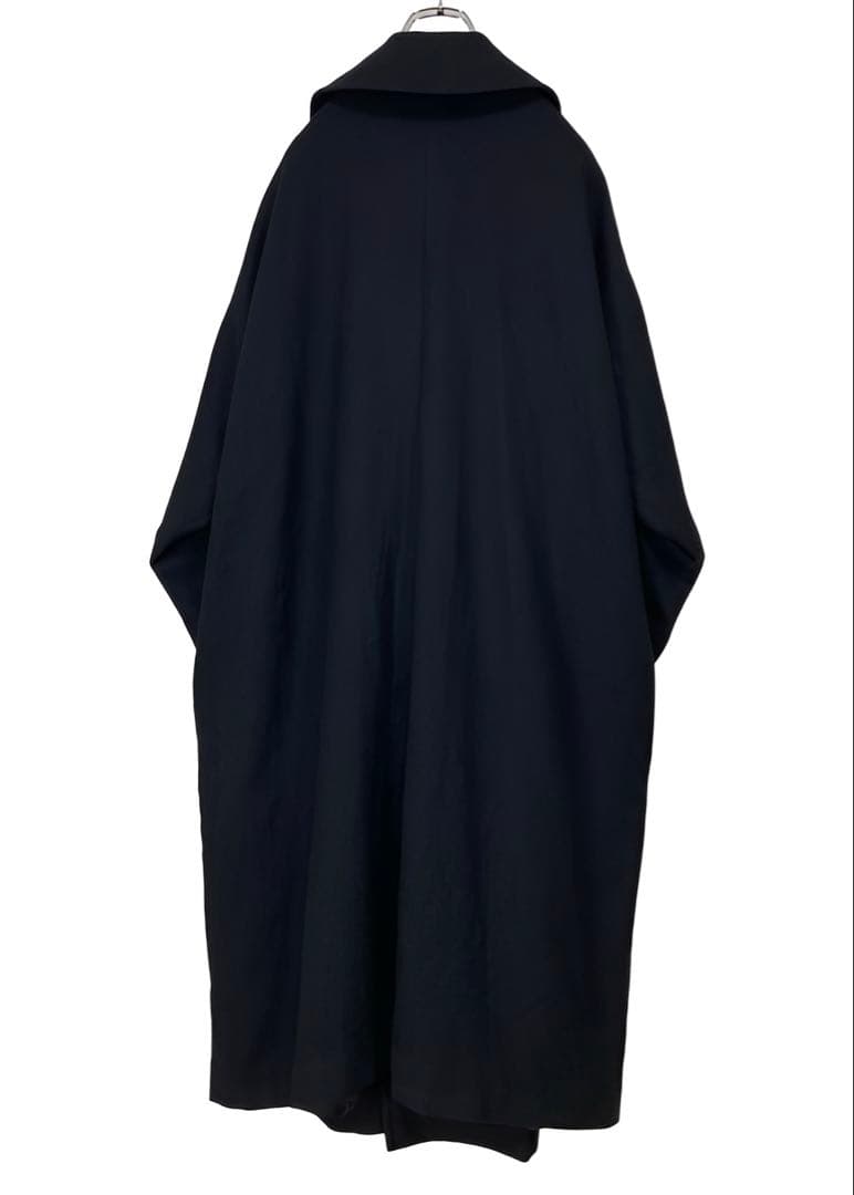 Y's ワイズ ウール ステンカラーコート 黒2