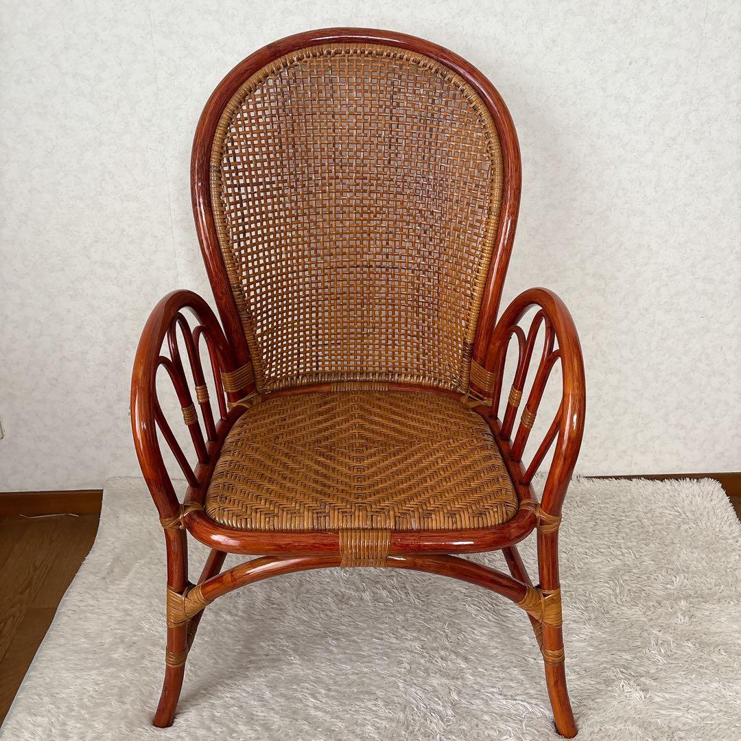 極上】ラタン アームチェア 一人掛け ダイニングチェア