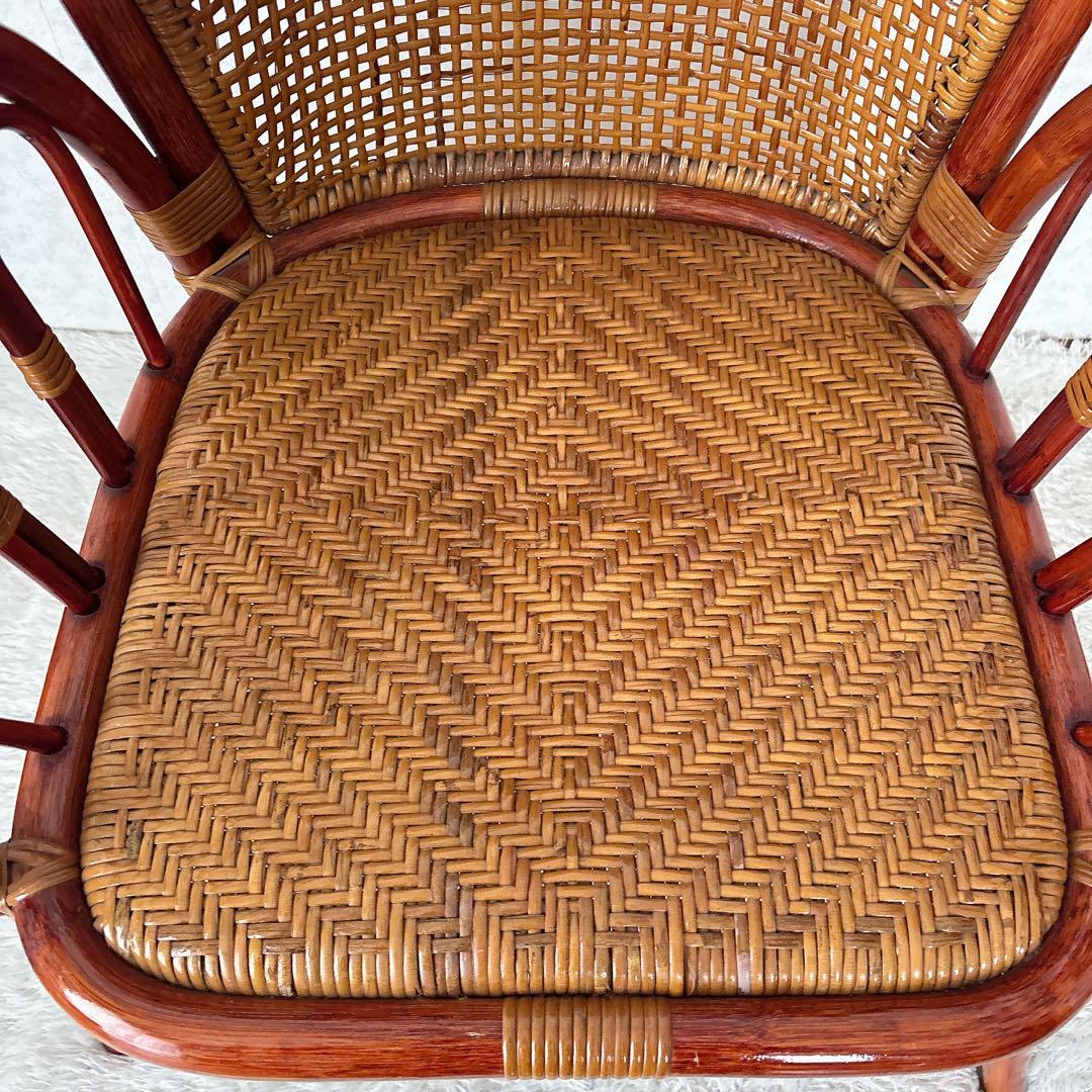極上】ラタン アームチェア 一人掛け ダイニングチェア