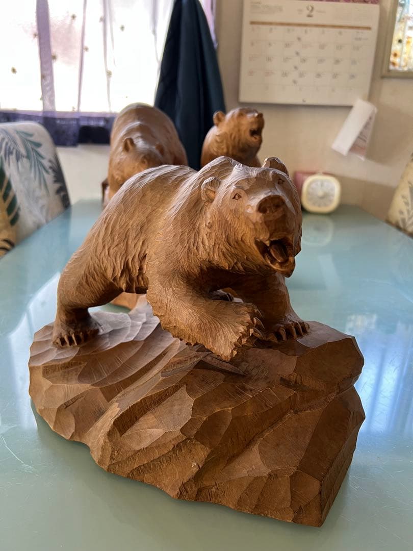 木彫りクマの彫刻 3体セット