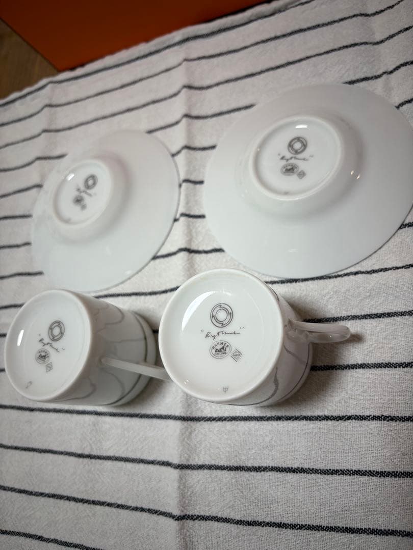 HERMES リズムグリーン　カップアンドソーサー2客