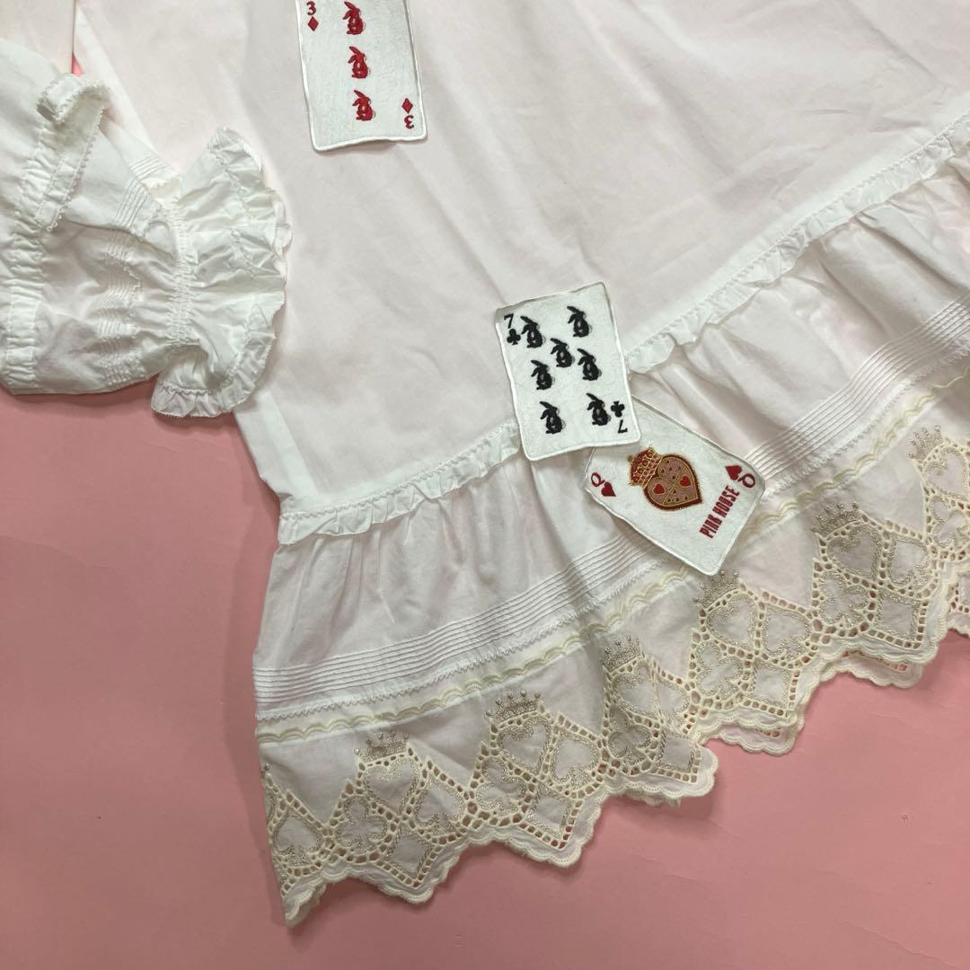 ピンクハウス 白 トランプワッペン レース使い ワンピース