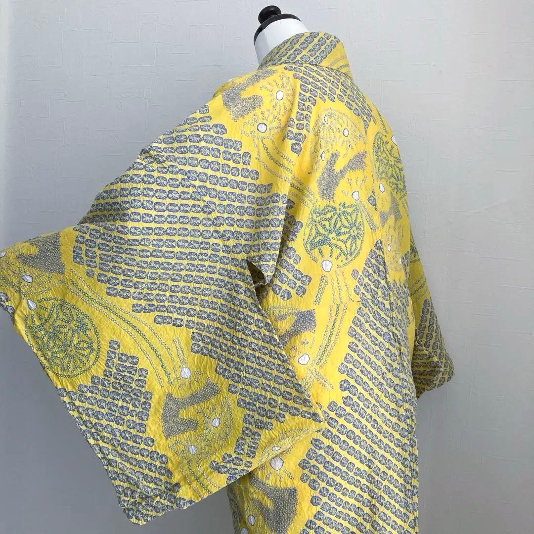 ヒタル 有松絞り浴衣・有松鳴海絞り　158cm マスタードカラーN222