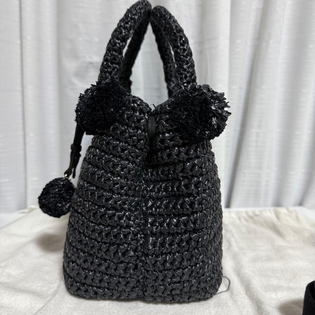 ⭐️極美品⭐️PRADA RAFIA PONPON 2way BAG ブラック