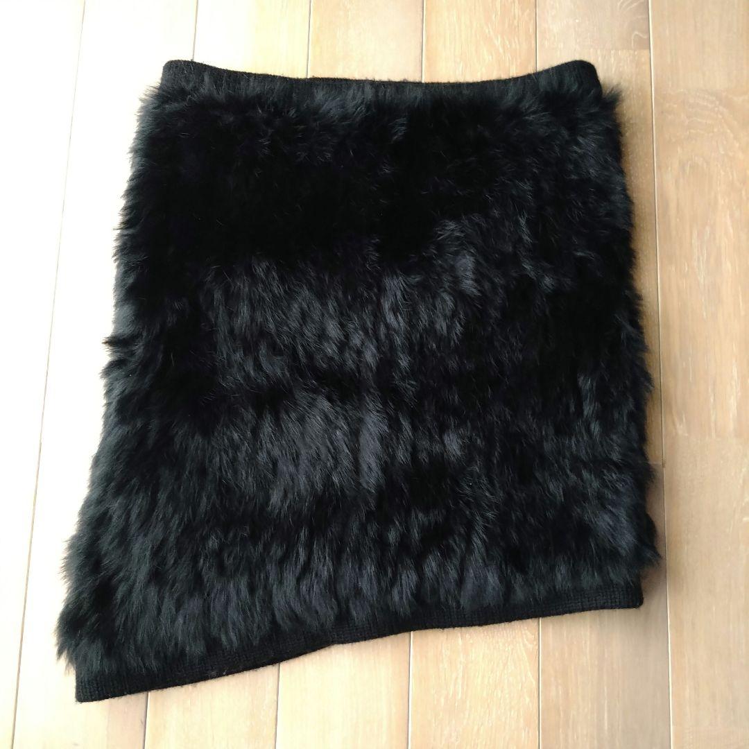 【美品】HELMUT LANG リアルファースヌード ネックウォーマー 黒