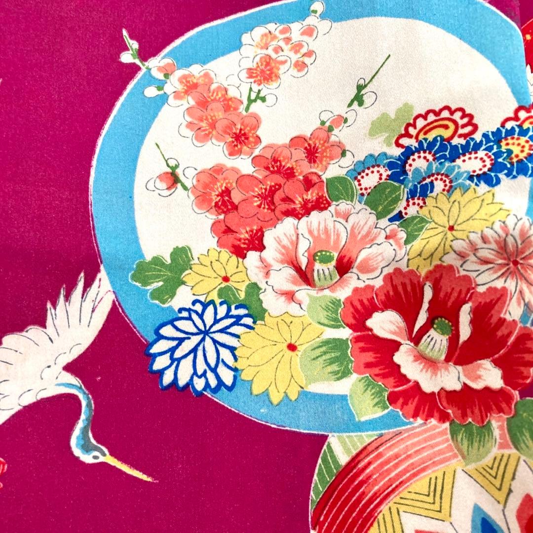 アンティーク 女の子 鶴 子供着物 七五三 アンティーク着物 NO44