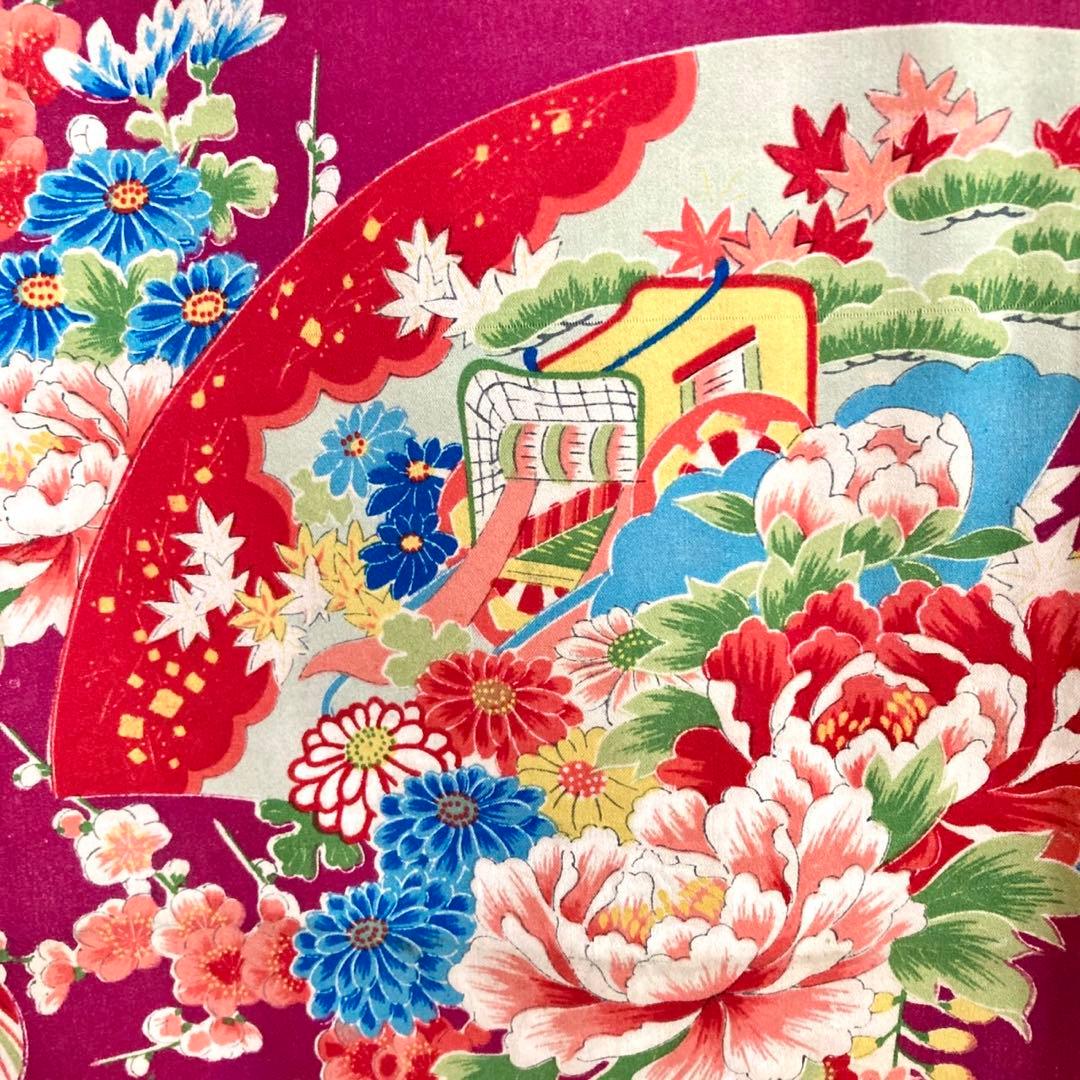 アンティーク 女の子 鶴 子供着物 七五三 アンティーク着物 NO44