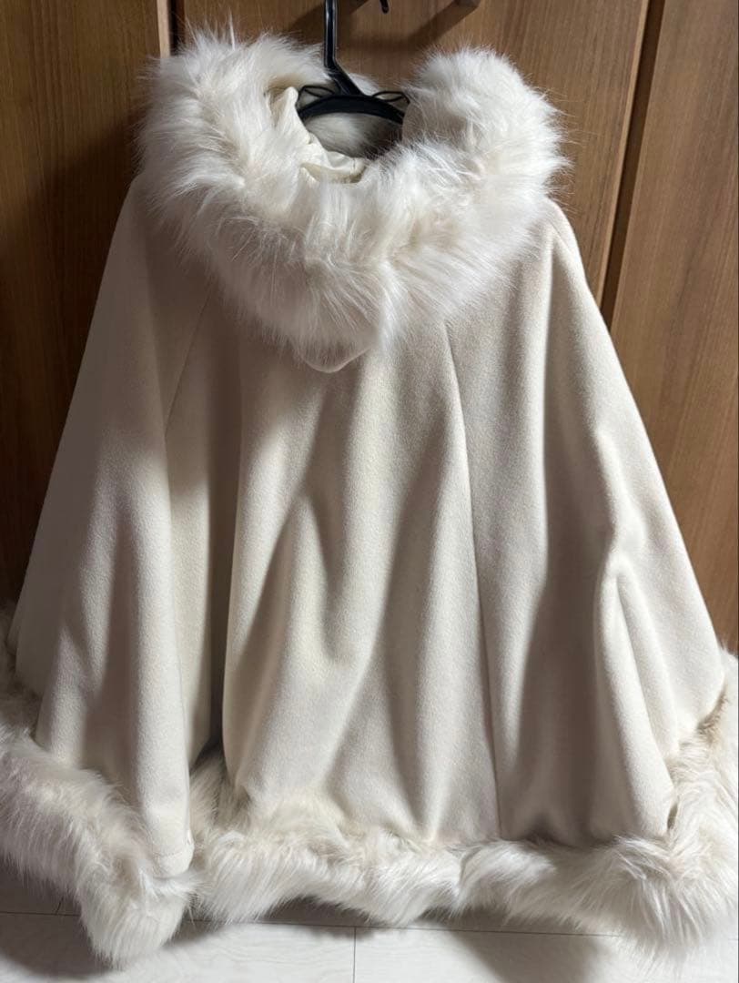  PARTY ZOZO限定 フードファーケープコート オフホワイト