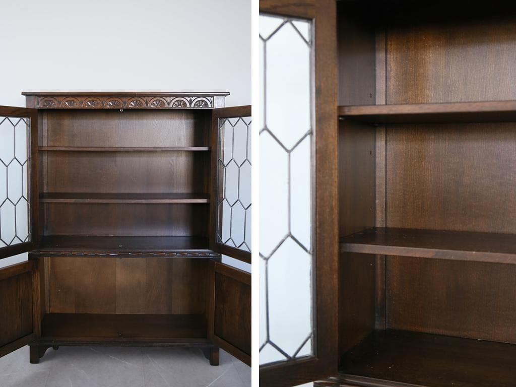 英国アンティークJC社製キャビネット/ディスプレイ棚/本棚/飾り棚(92-19)