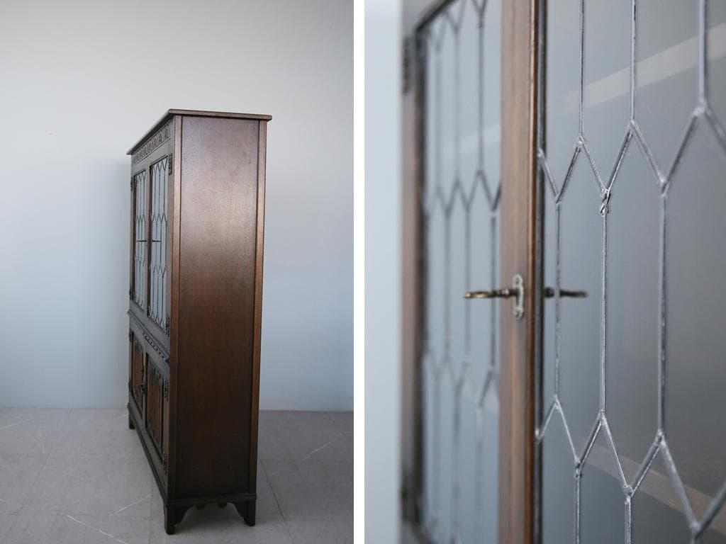 英国アンティークJC社製キャビネット/ディスプレイ棚/本棚/飾り棚(92-19)