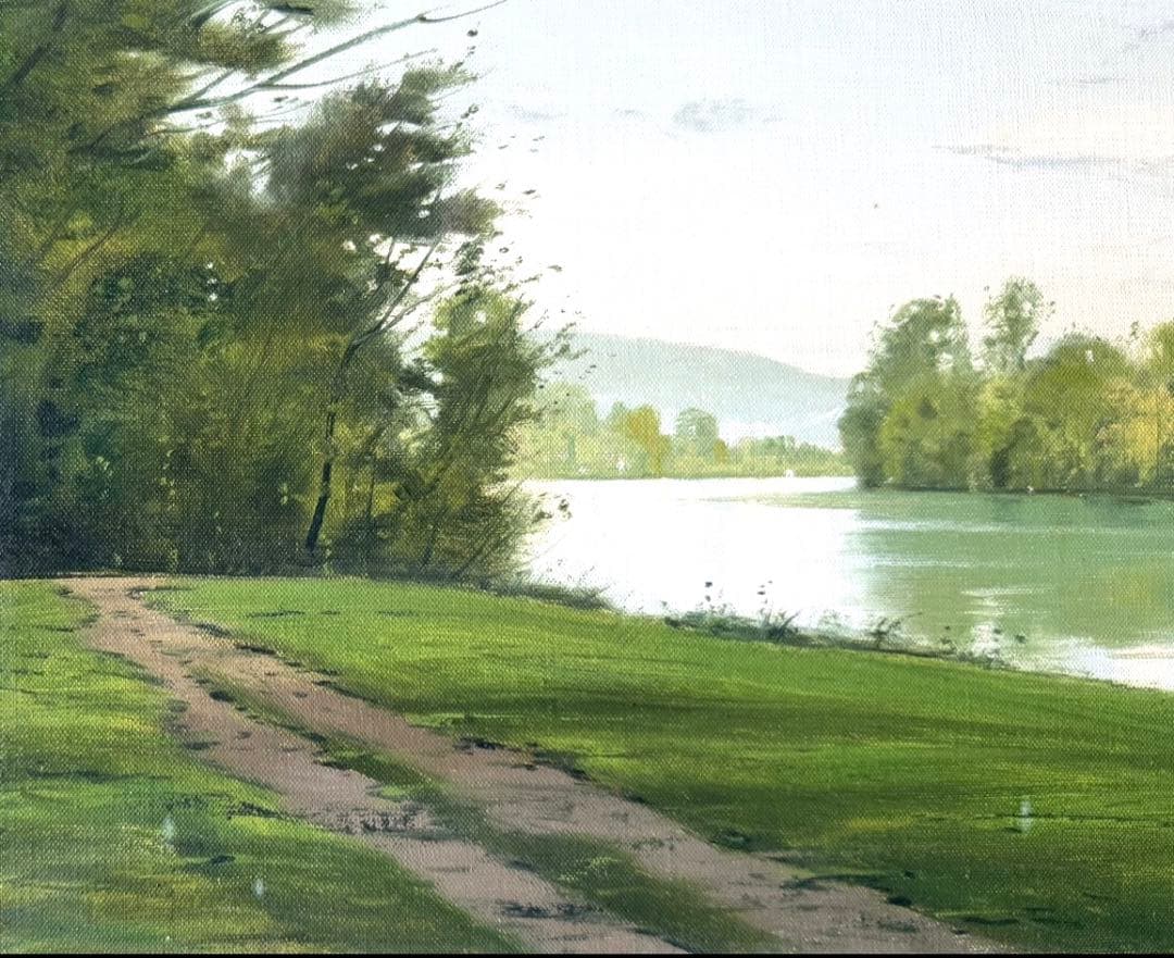 ★レザンドリー風景 林朝路 油彩8号 フランス在住