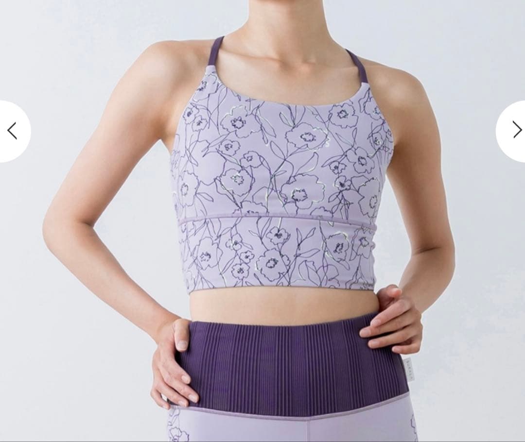 スカーラ 新品 ドローイングフラワーセパレートタンクトップ モーヴ Lサイズ