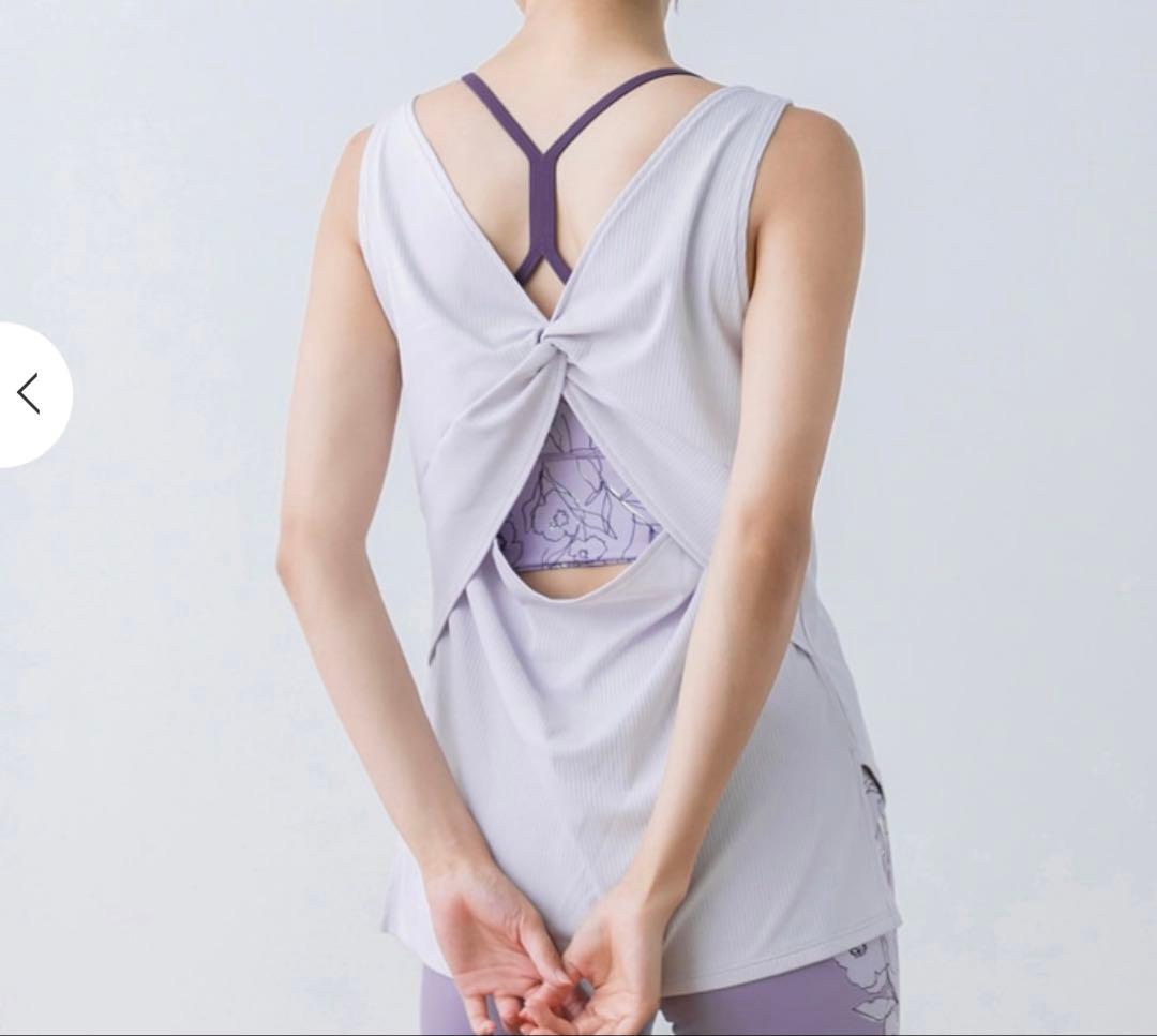 スカーラ 新品 ドローイングフラワーセパレートタンクトップ モーヴ Lサイズ