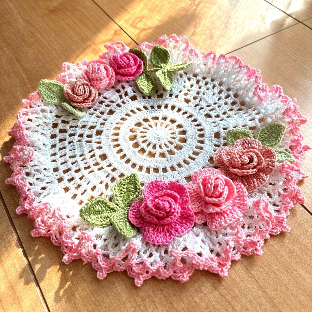 【119】耀綺　ハンドメイドレース編みドイリー　合計5点