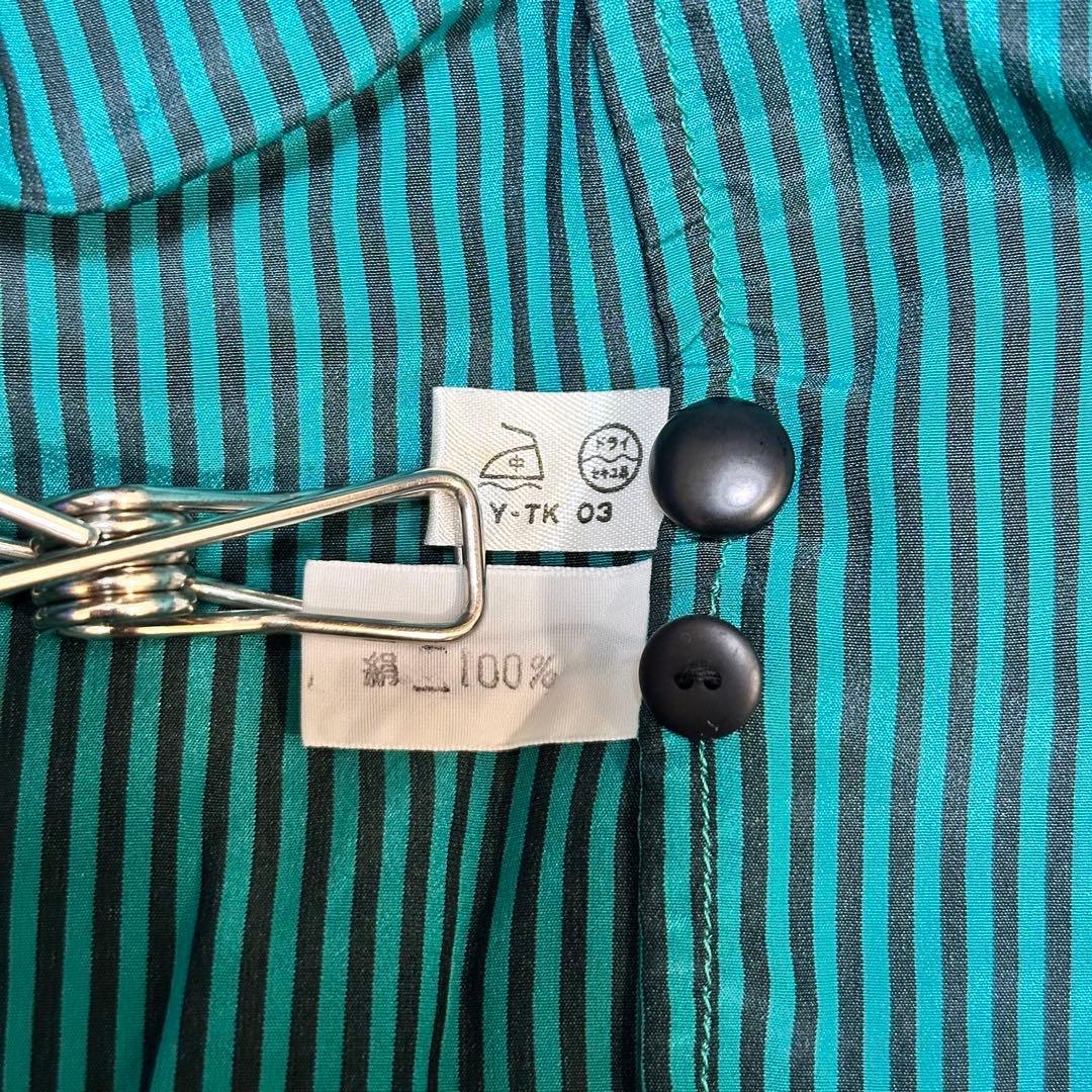 極美品 90s Christian Dior シルク100％ ストライプシャツ