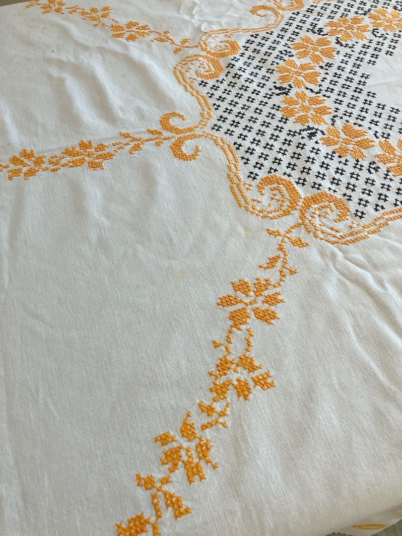 ドイツ製 アンティーク 手縫い テーブルクロス ユーロ アーコール