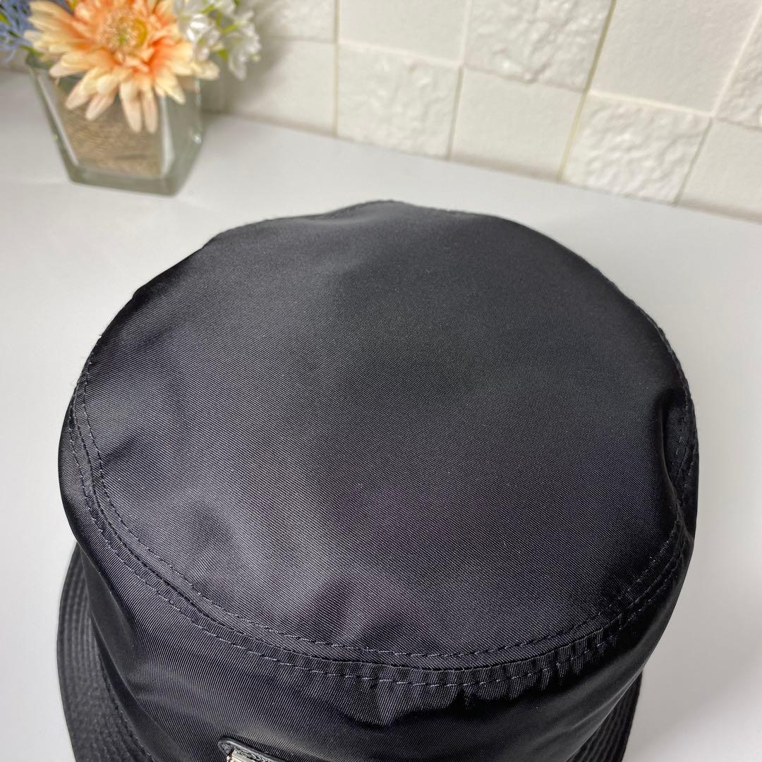 超美品 PRADA 黒 M58 バケットハット ナイロン トライアングル バケハ