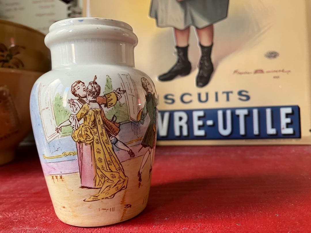 【レア美品】古窯 リュネヴィル　フランスアンティーク 陶器製 マスタードポット