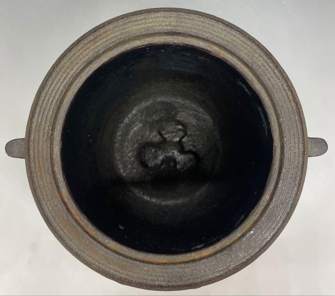 金森紹栄　竹文千筋筒釜　共箱　栞　e0308