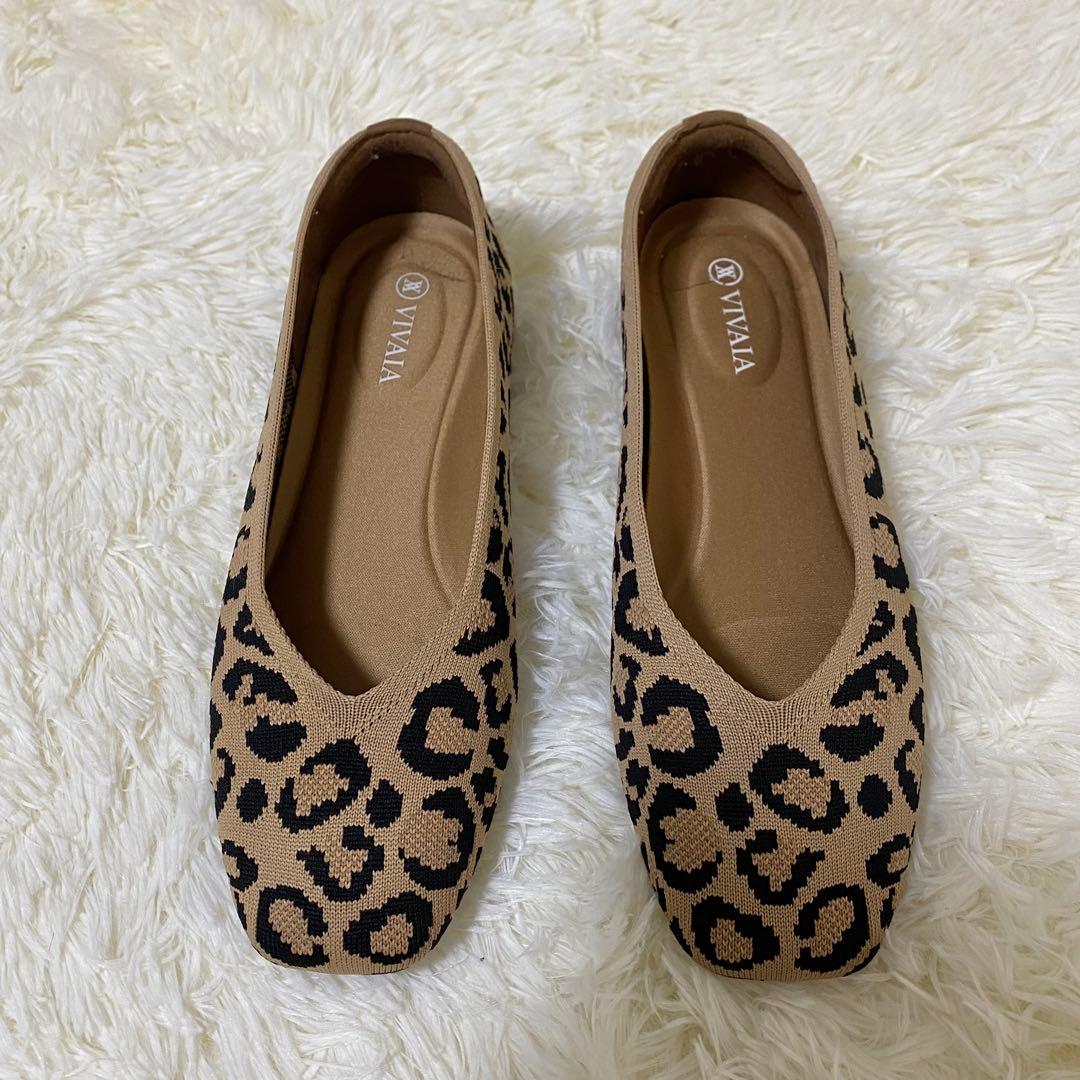【訳あり美品】VIVAIA 軽量フラットシューズ ヒョウ柄 37.5