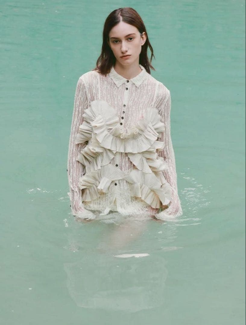 新品Eaphi TULLE LACE SHIRT アイボリー