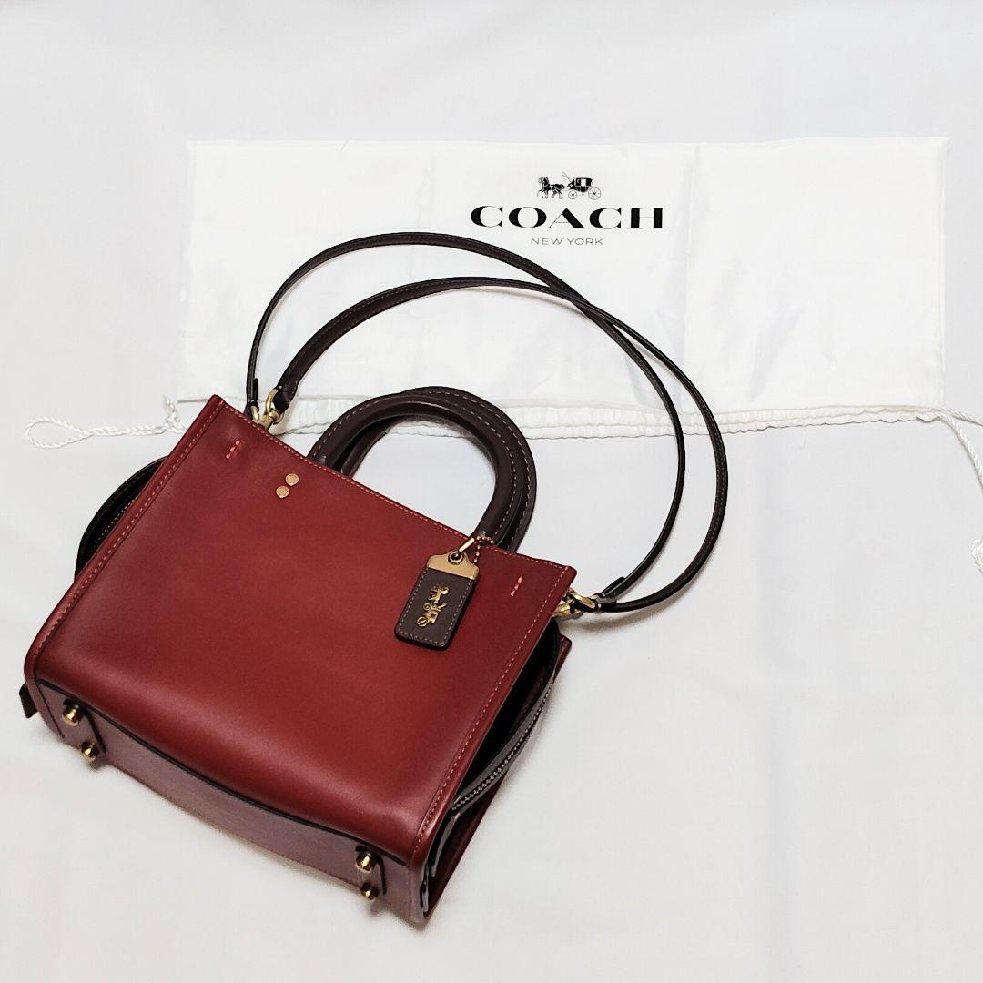 極美品✨コーチ ローグ25 3way カラーブロック　ワインレッド