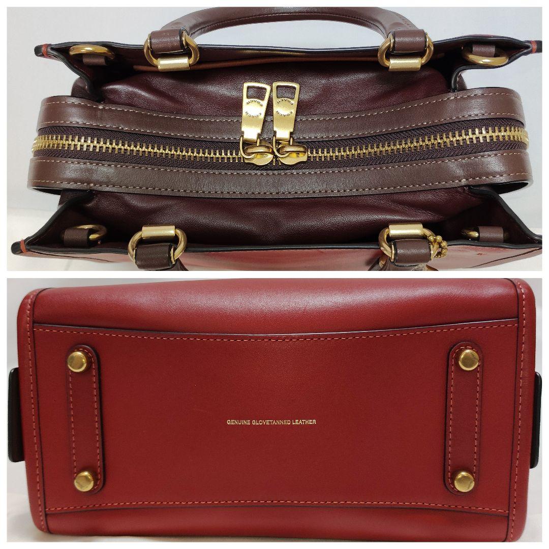 極美品✨コーチ ローグ25 3way カラーブロック　ワインレッド