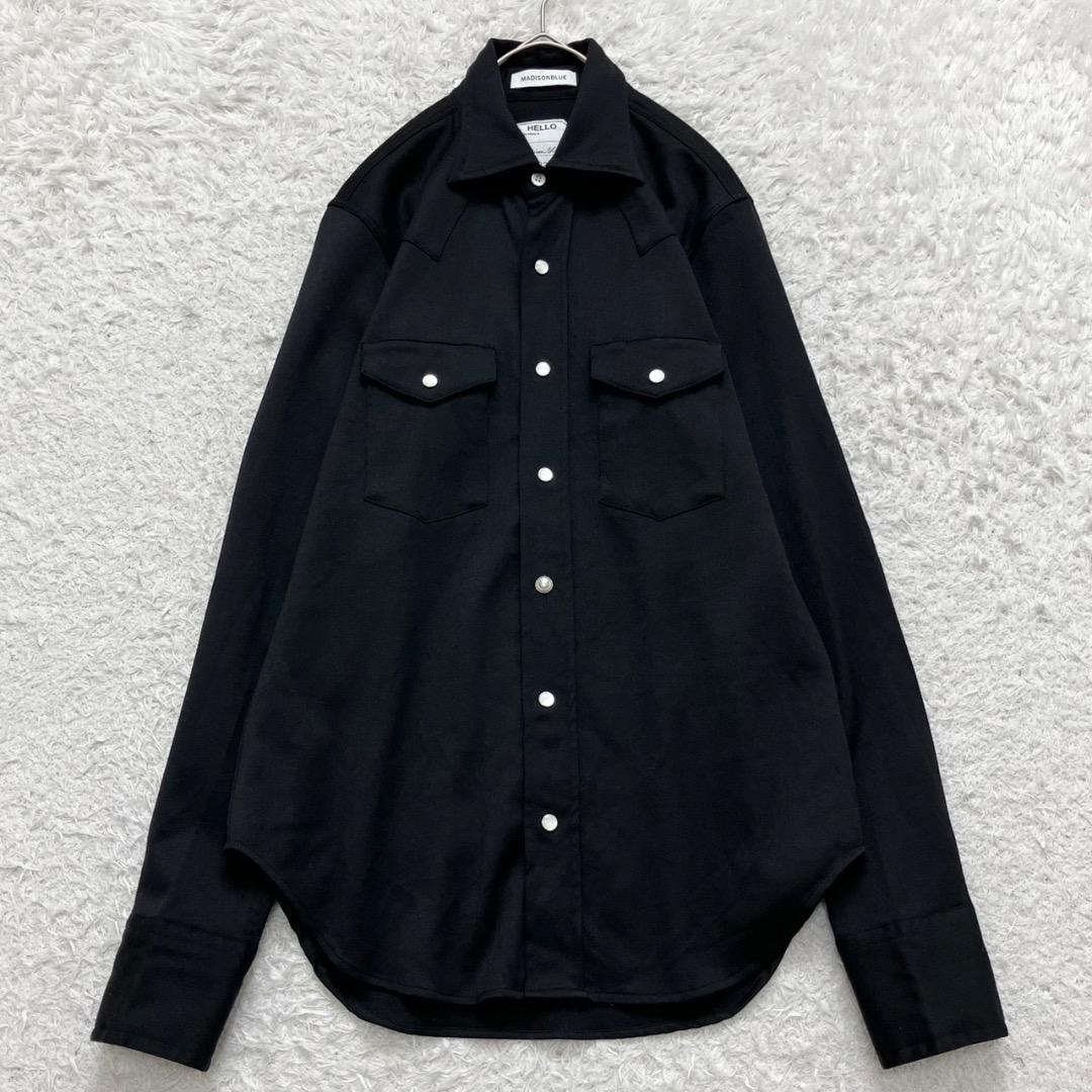 極美品✨マディソンブルー ウエスタンシャツ ウール 飾りボタン ブラック 02