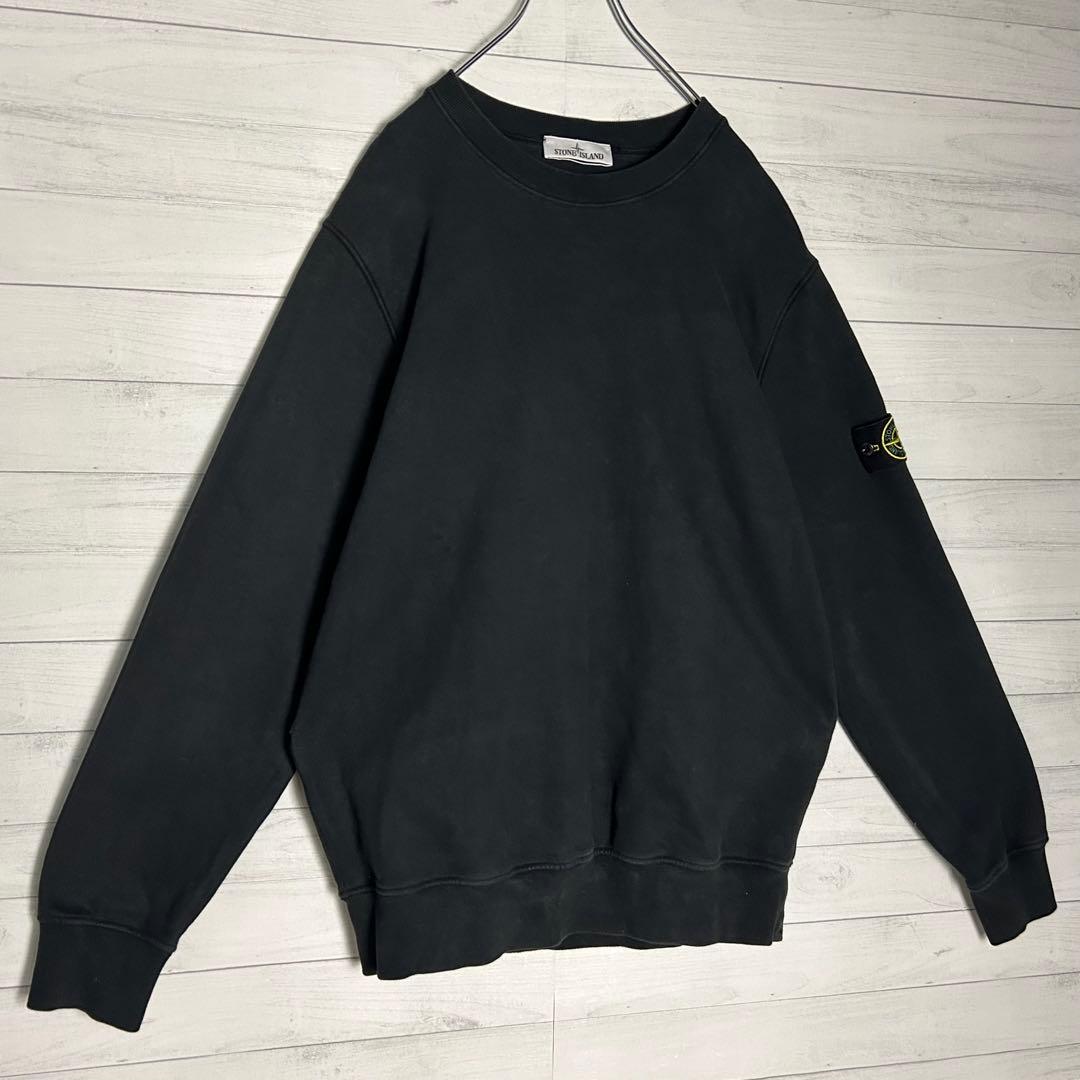【人気・XL】ストーン アイランド QR鑑定済み ワッペンロゴ スウェット 黒