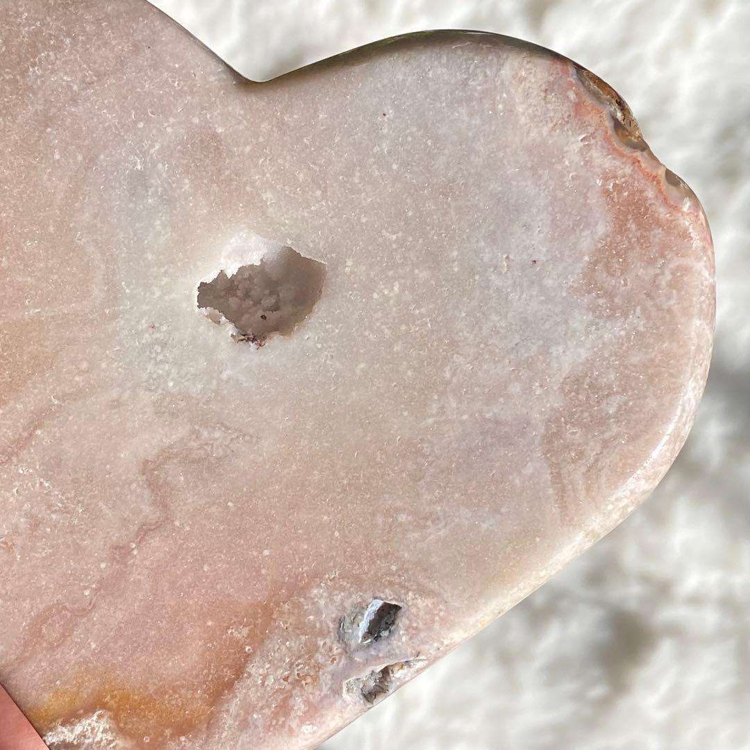 【 天然石 美しい ピンクアメジスト ハート おまけ台座付き481g 】