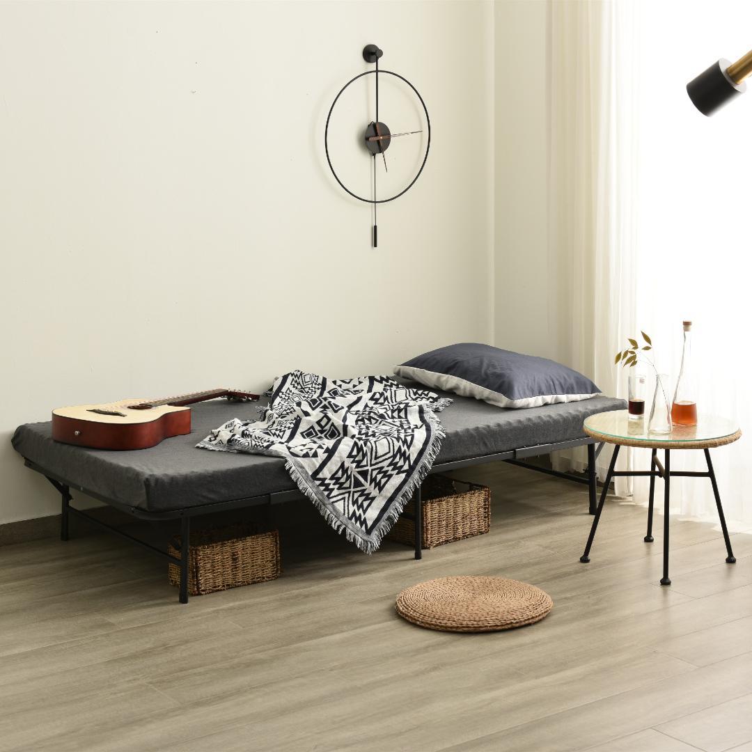 限定価格！パイプベッド 折りたたみベッド シングル 組立簡単 （S）BLACK