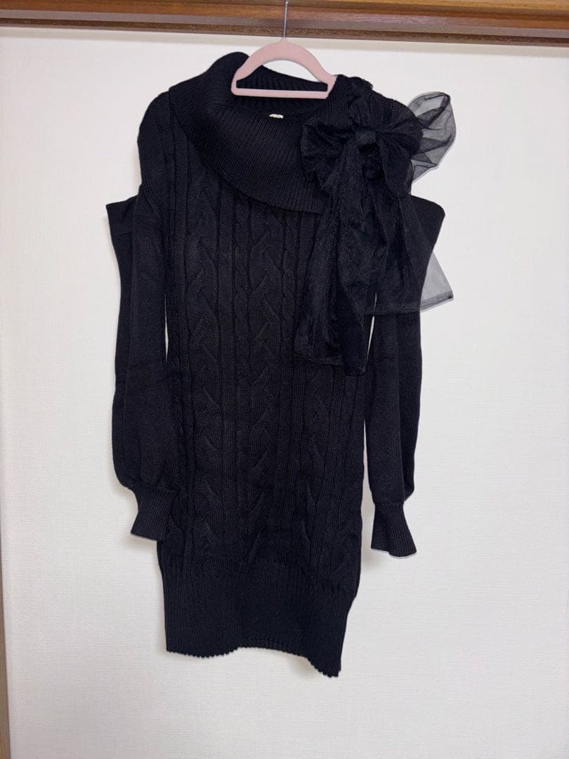 ワンピース lumignon Tulle ribbon cable knit dress