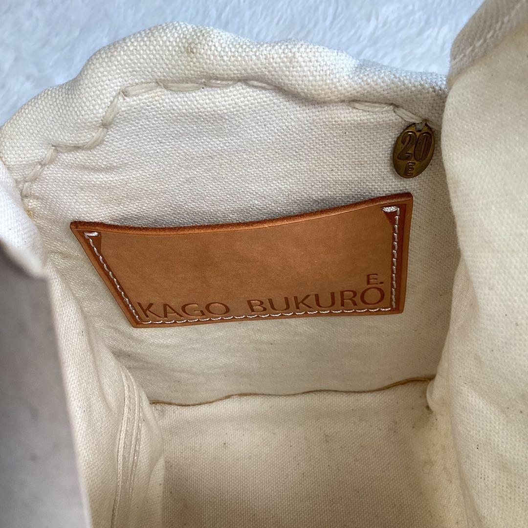 エバゴス Eワッペン　ハンドバッグ　カゴバッグ　キャンバス 鏡付き