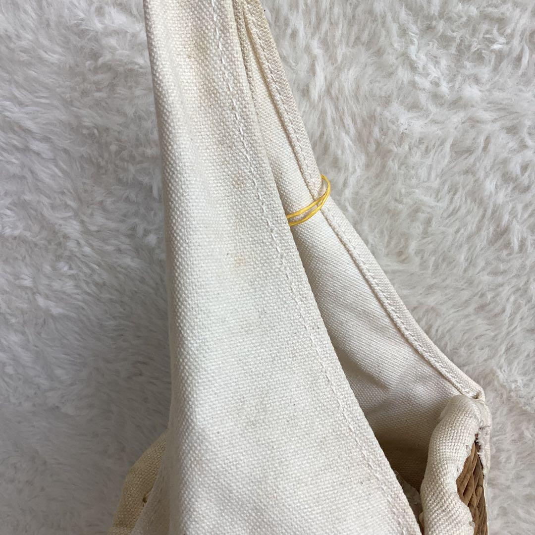 エバゴス Eワッペン　ハンドバッグ　カゴバッグ　キャンバス 鏡付き